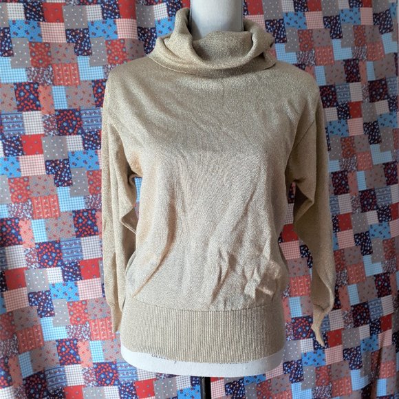 Vintage 1980s I. B. Diffusion Sparkly Gold Sweater Size Small - Picture 3 of 11